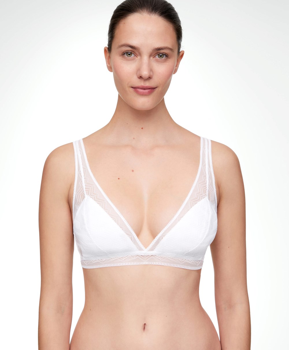 Oysho δαντελα Triangle Bra Pale Ecru | MGQPZK-260