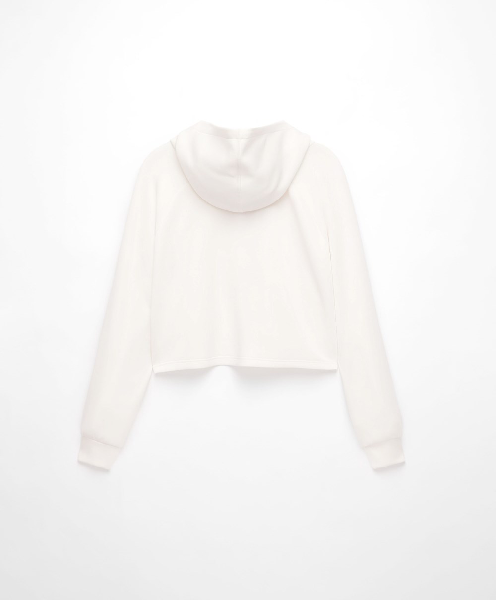 Oysho δαντελα-up Modal Sweatshirt Cream-white | BXQLPO-097