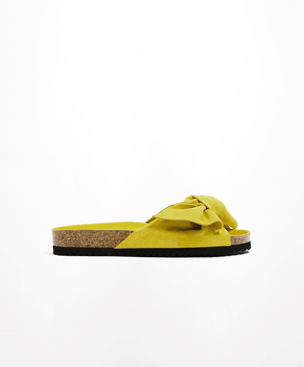 Oysho δερματινα Bow Sandals Lime | WKVEBG-873