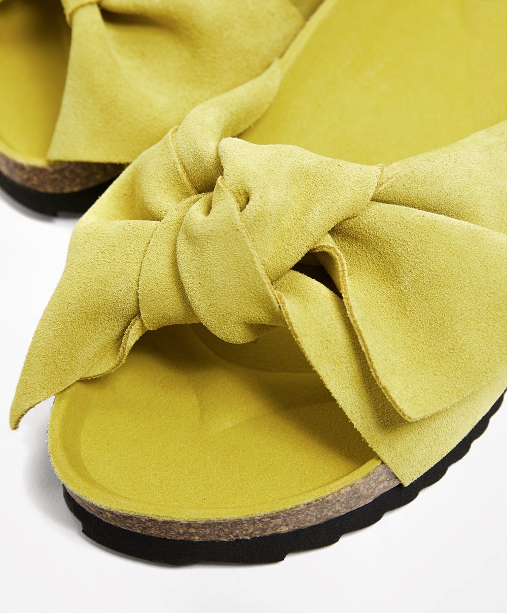 Oysho δερματινα Bow Sandals Lime | WKVEBG-873