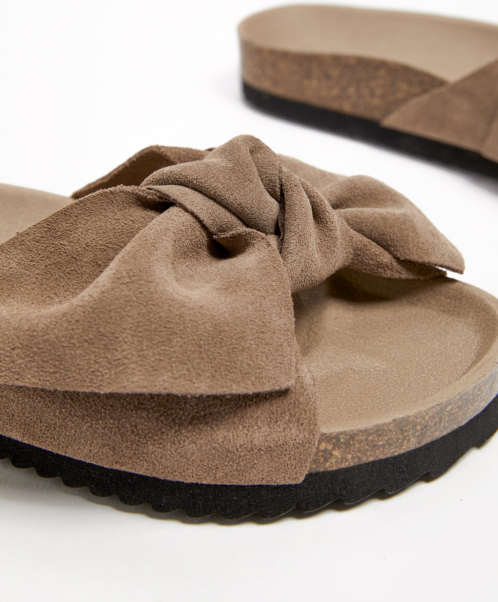 Oysho δερματινα Bow Sandals Mink | ULZKGF-830