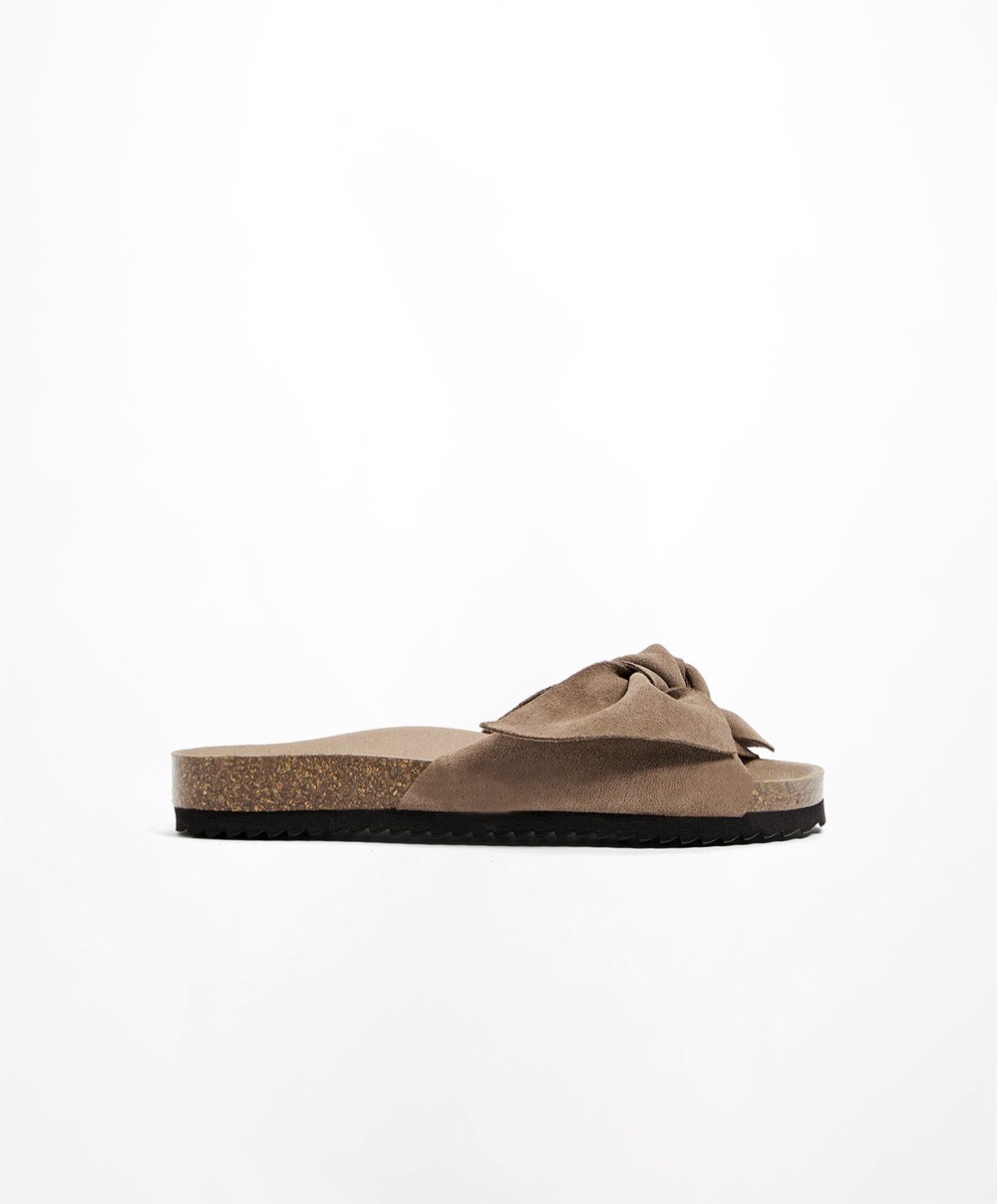 Oysho δερματινα Bow Sandals Mink | YIUHJF-957