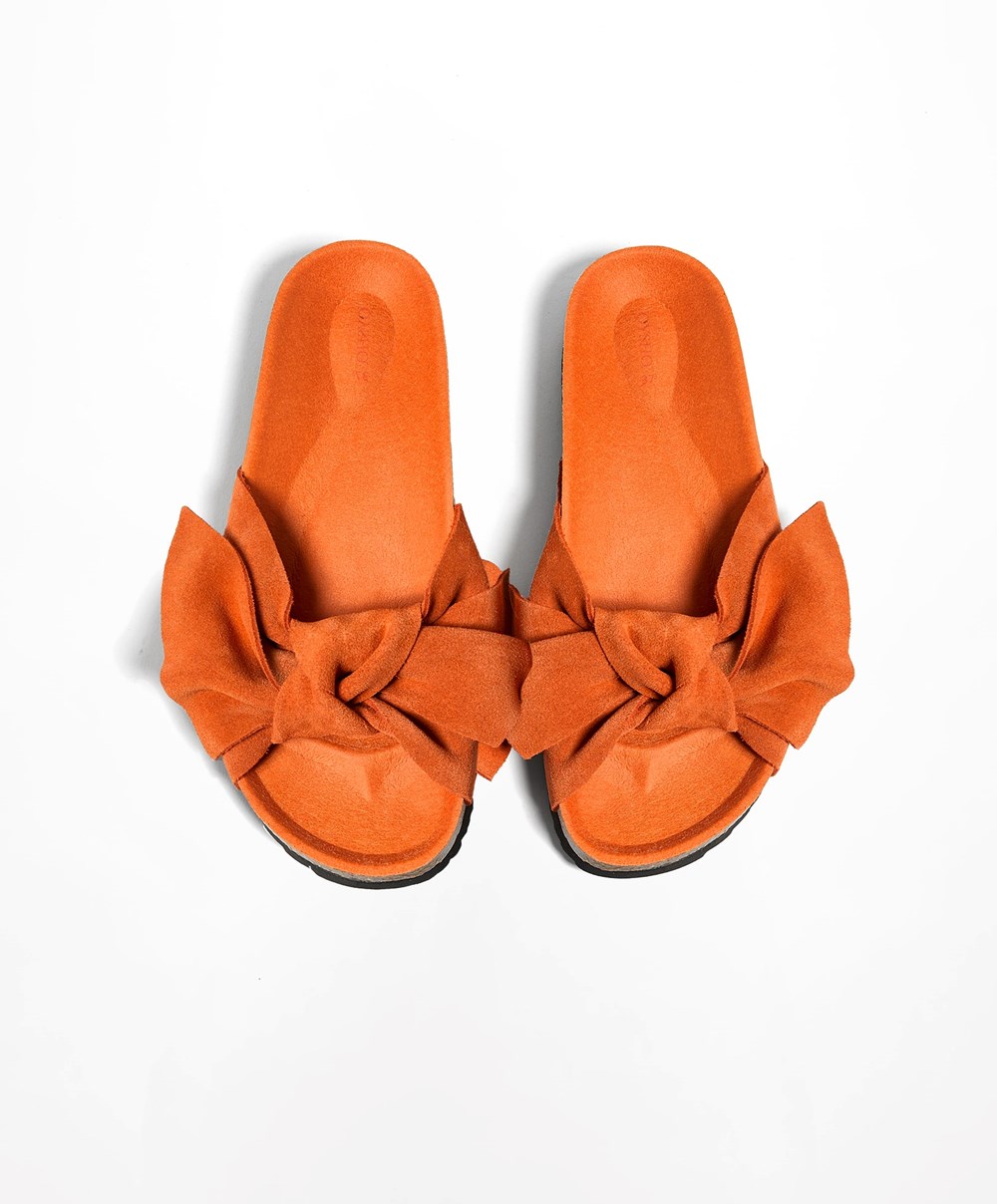 Oysho δερματινα Bow Sandals πορτοκαλι | VETYCB-176