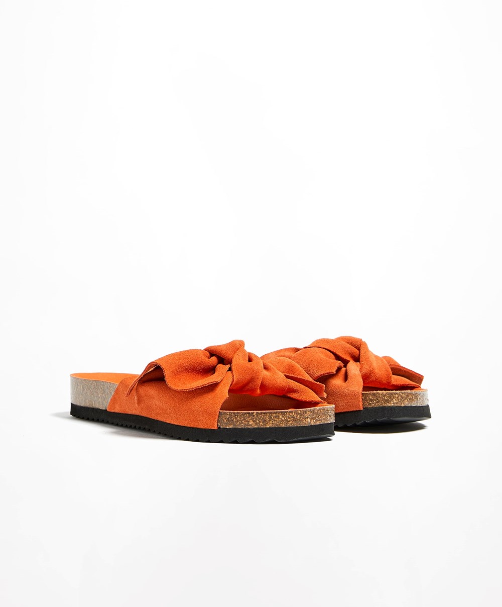 Oysho δερματινα Bow Sandals πορτοκαλι | VETYCB-176