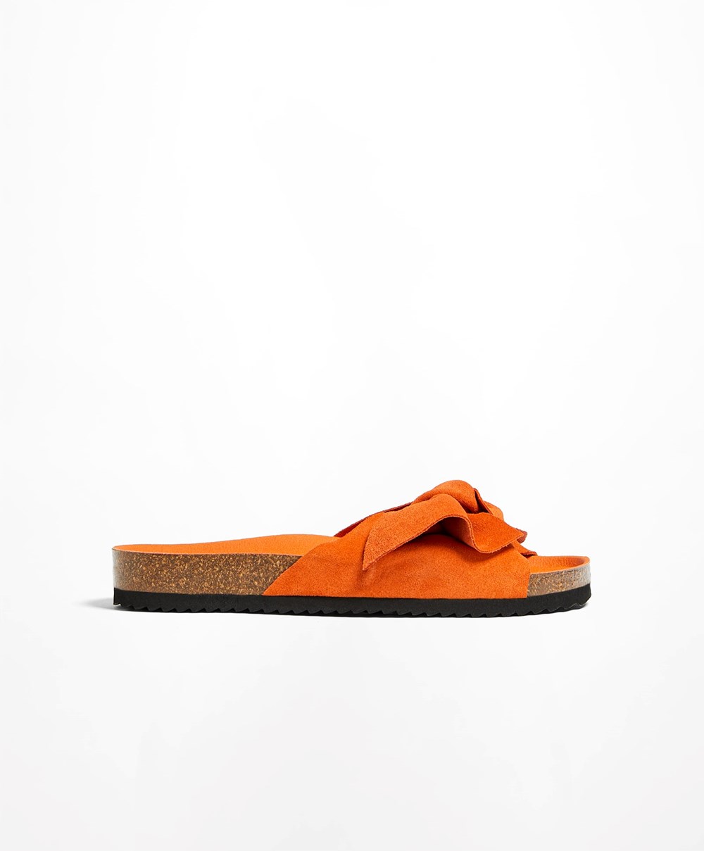 Oysho δερματινα Bow Sandals πορτοκαλι | VETYCB-176