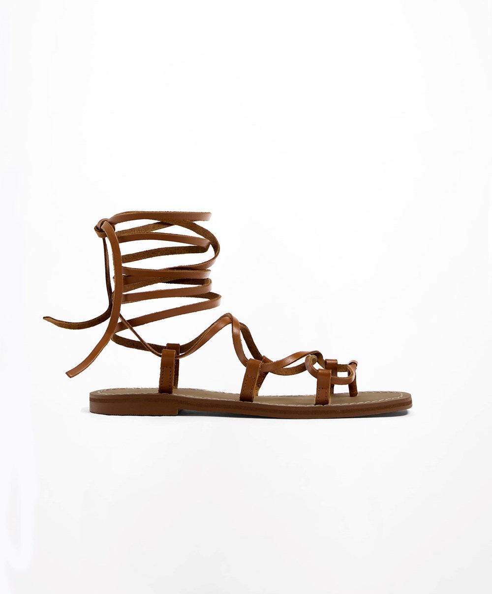 Oysho δερματινα Roman Sandals Leather | QRAMLE-417