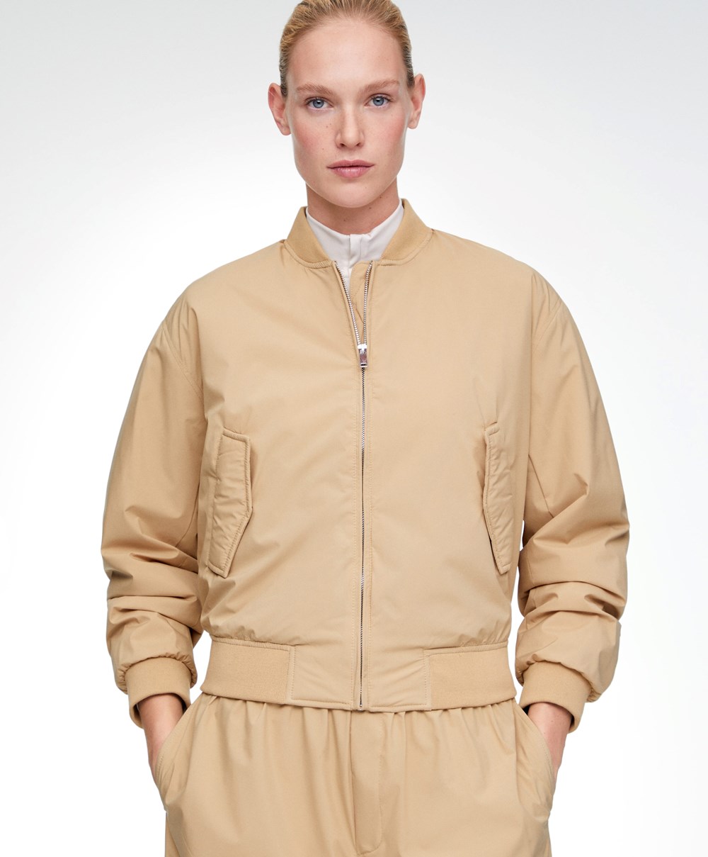 Oysho θαλασσης-repellent Bomber Jacket Camel | MIPANS-962