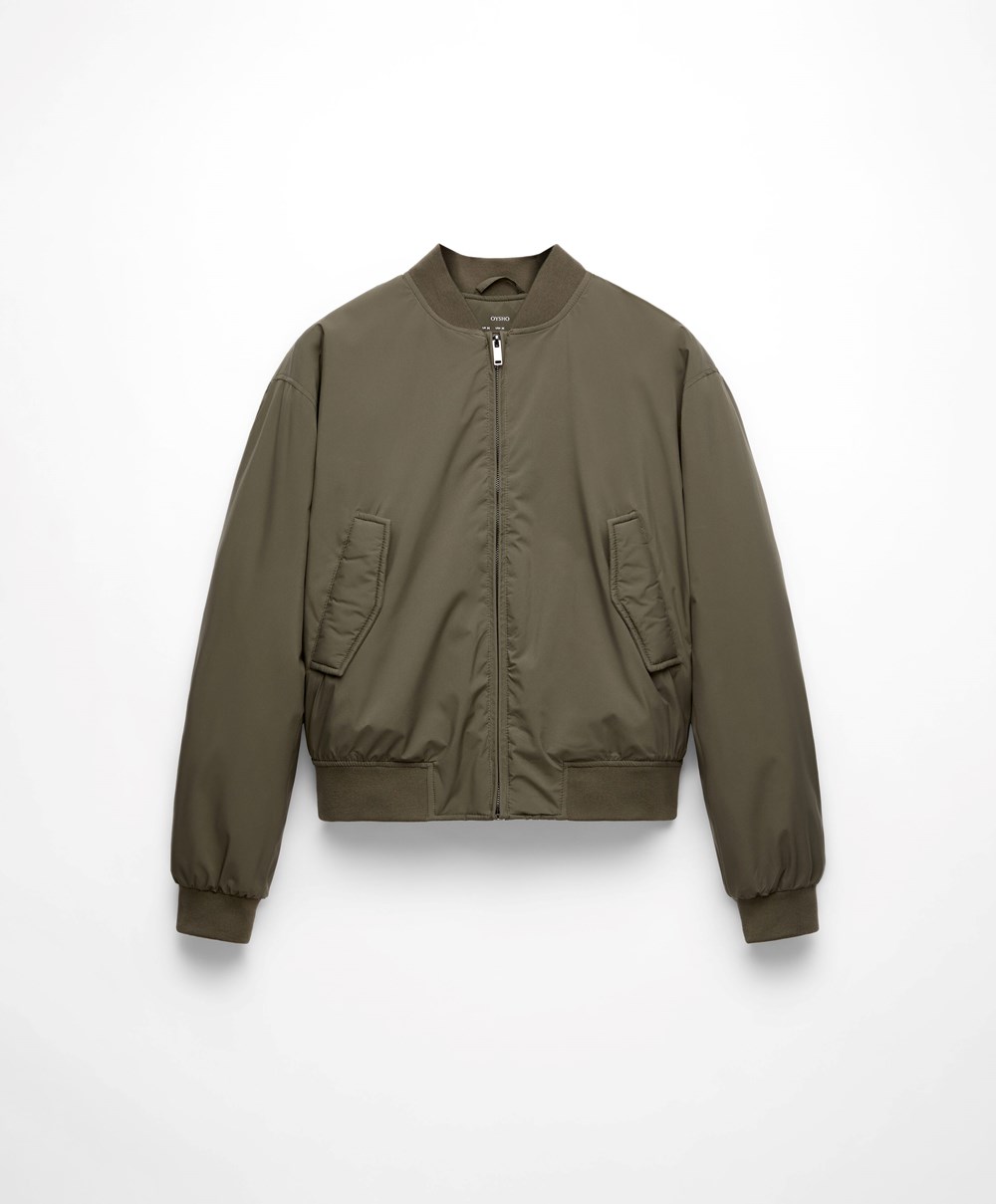 Oysho θαλασσης-repellent Bomber Jacket Χακί | OCKJBG-187