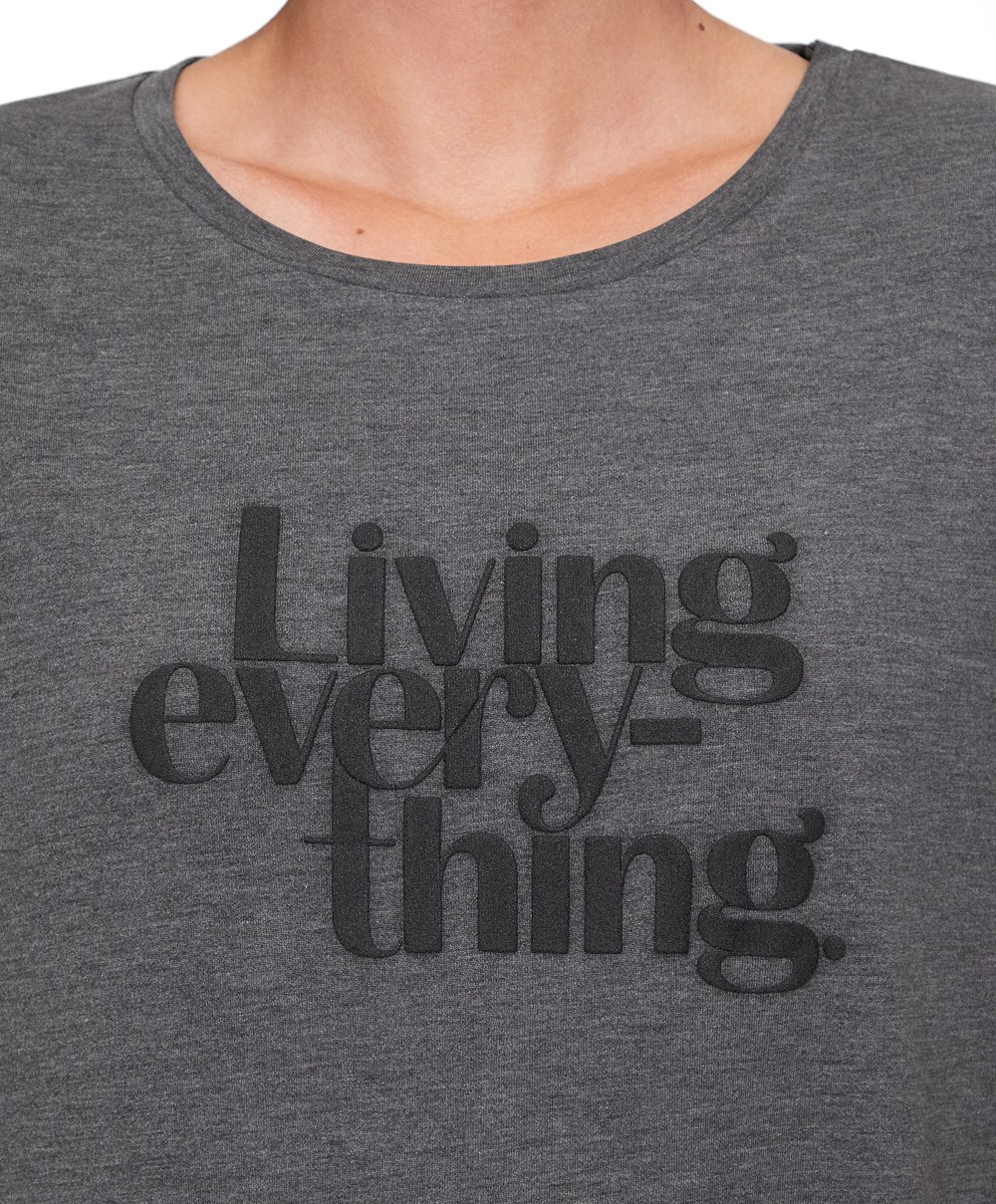 Oysho κοντο Sleeve T-shirt With Slogan Marl | EAYCUR-012