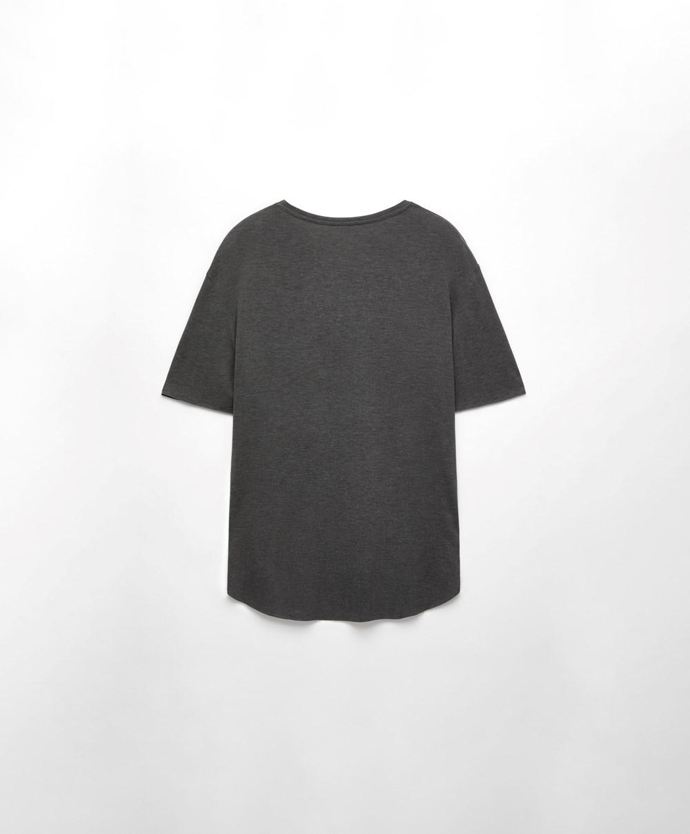 Oysho κοντο Sleeve T-shirt With Slogan Marl | EAYCUR-012