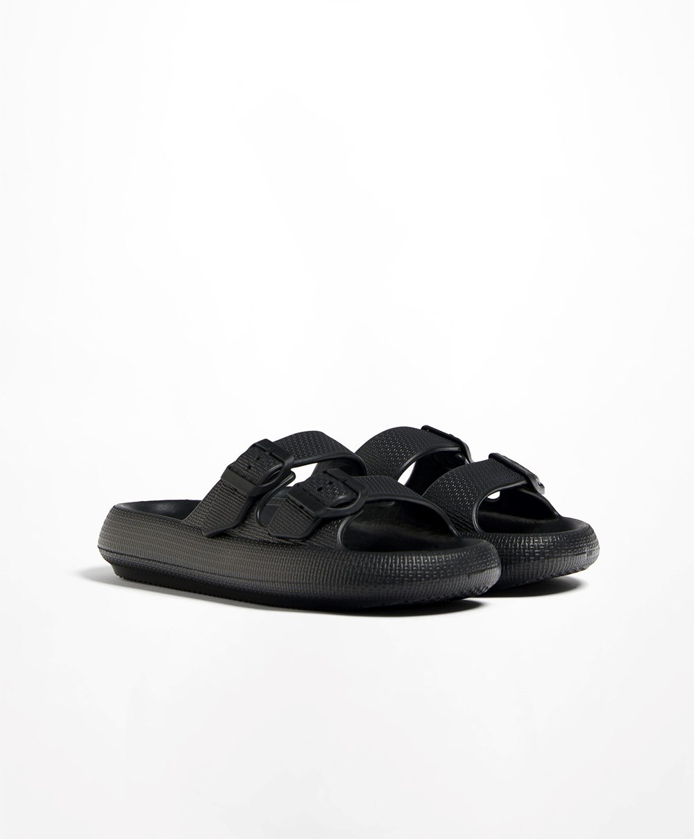 Oysho πόρπης Moulded Beachwear Platforms μαυρα | QFIHOM-947