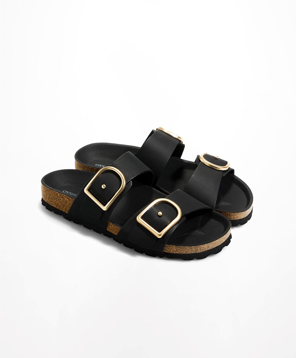 Oysho πόρπης Sandals μαυρα | BRCEGD-680