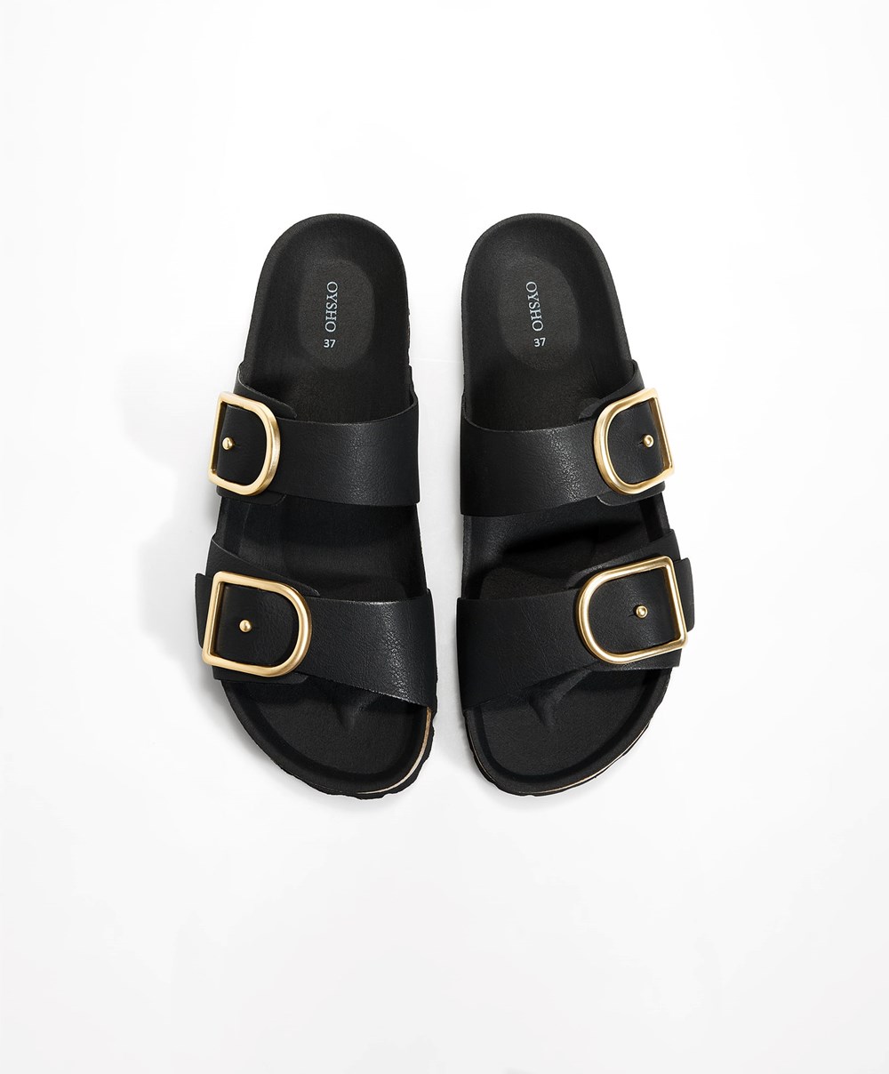 Oysho πόρπης Sandals μαυρα | BRCEGD-680