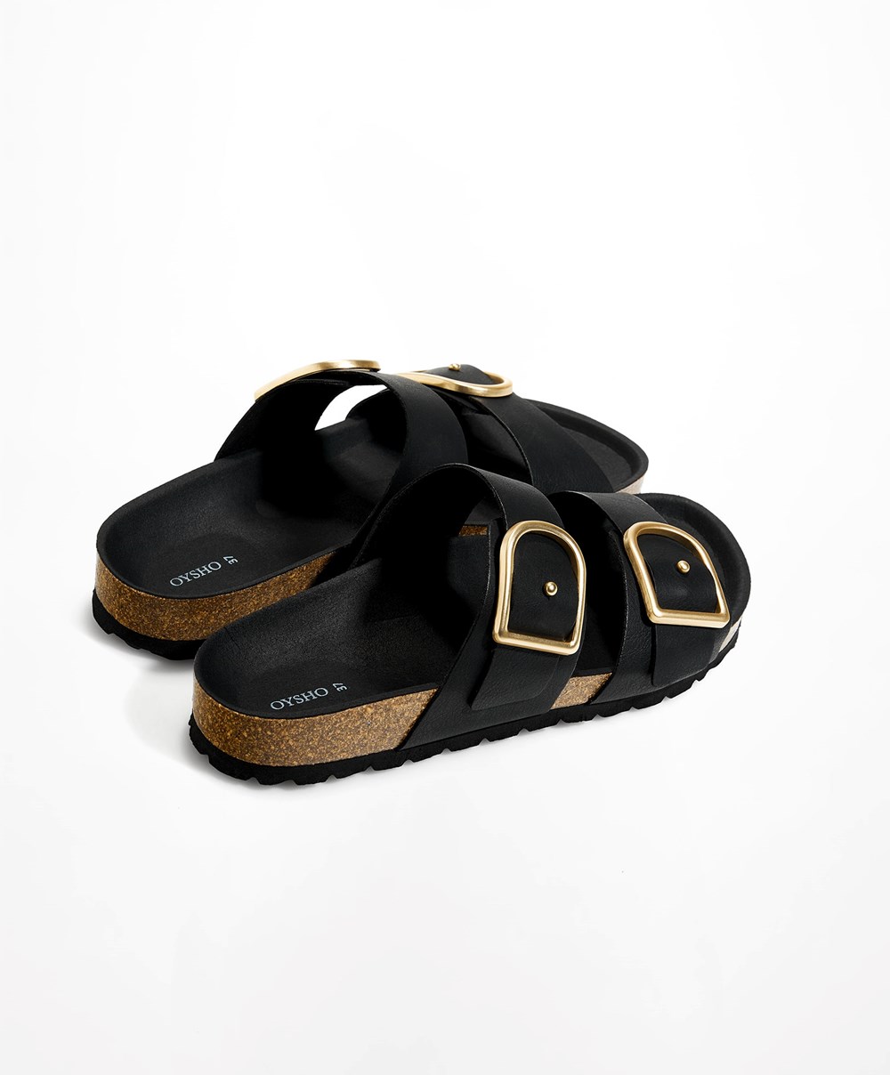 Oysho πόρπης Sandals μαυρα | BRCEGD-680