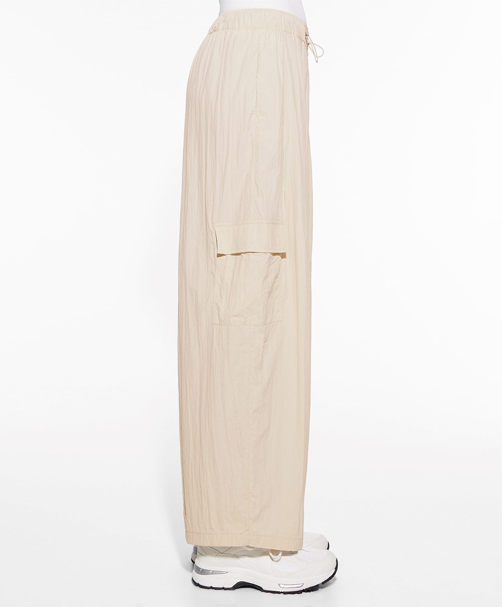 Oysho φαρδια-leg Cargo Trousers Ecru | IYNHUO-138