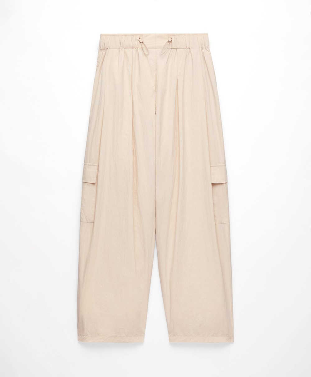 Oysho φαρδια-leg Cargo Trousers Ecru | IYNHUO-138