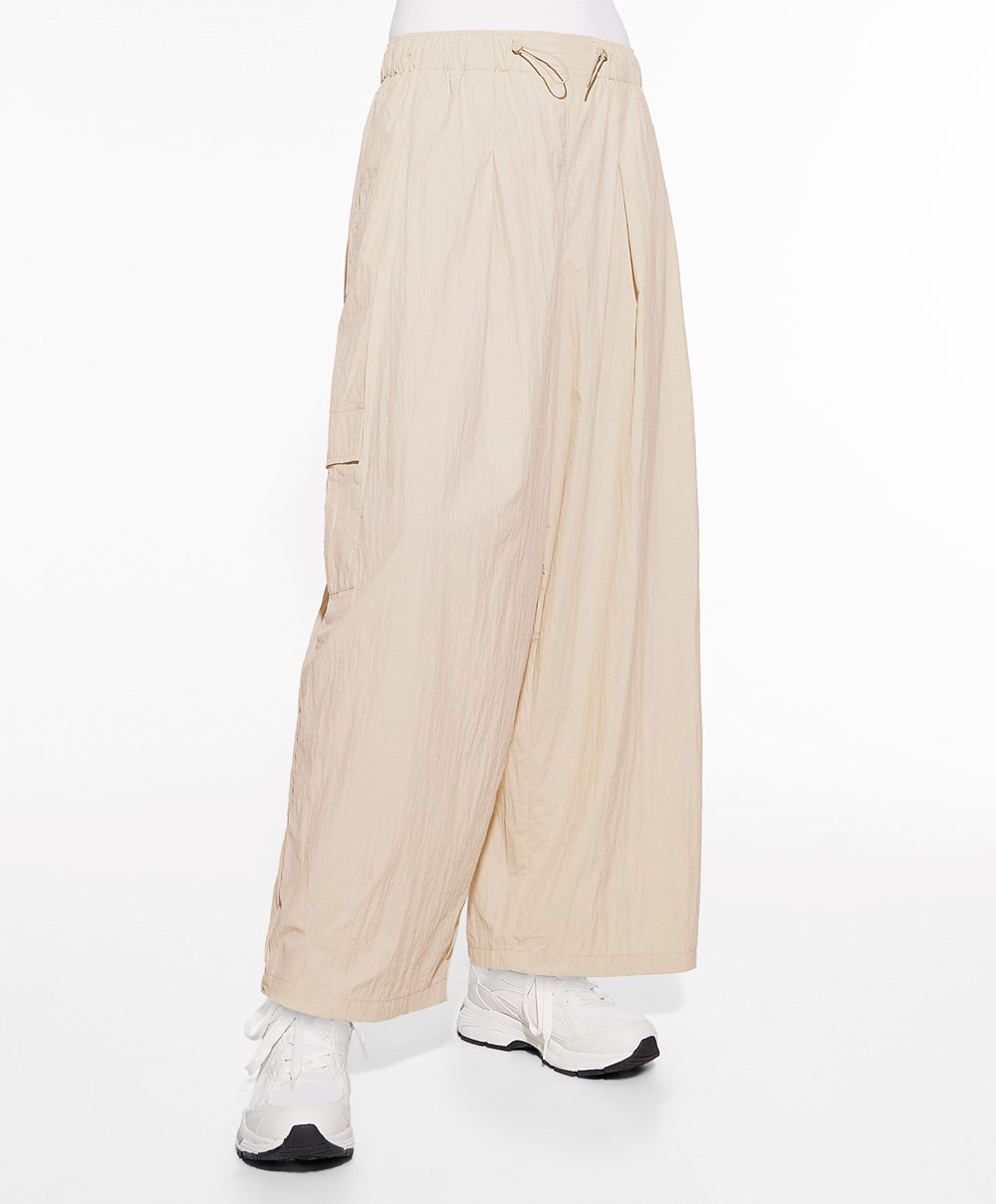 Oysho φαρδια-leg Cargo Trousers Ecru | IYNHUO-138