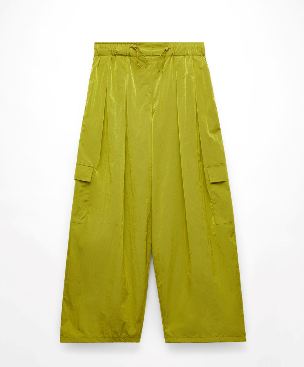 Oysho φαρδια-leg Cargo Trousers Ελιά | OVEMZK-613