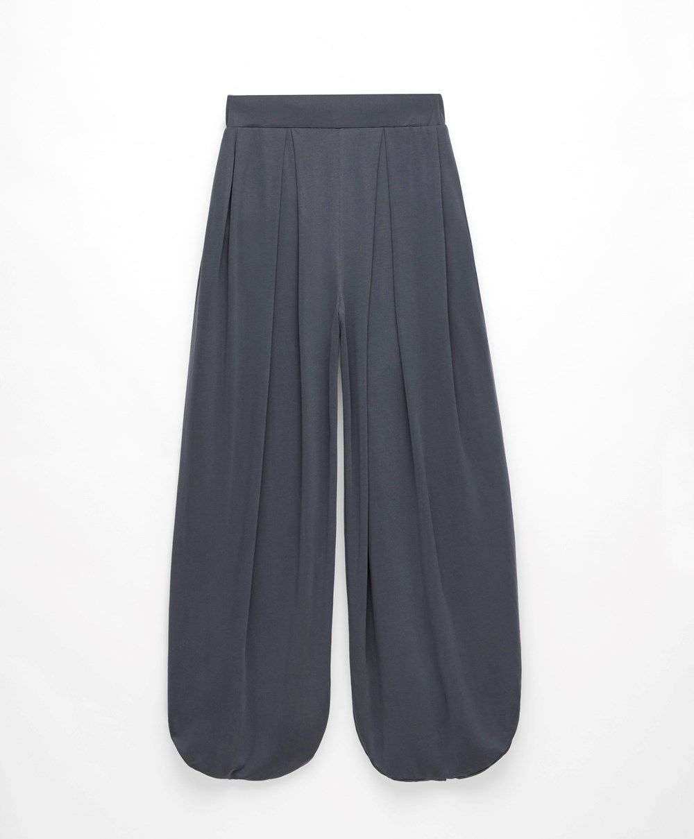 Oysho φαρδια-leg Draped Modal Trousers Anthracite | IEOHYV-507