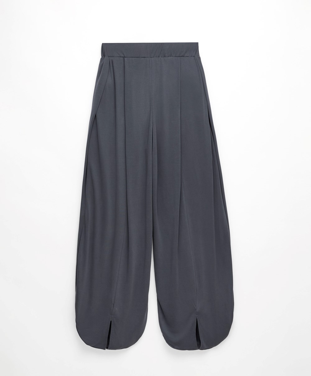 Oysho φαρδια-leg Draped Modal Trousers Anthracite | IEOHYV-507