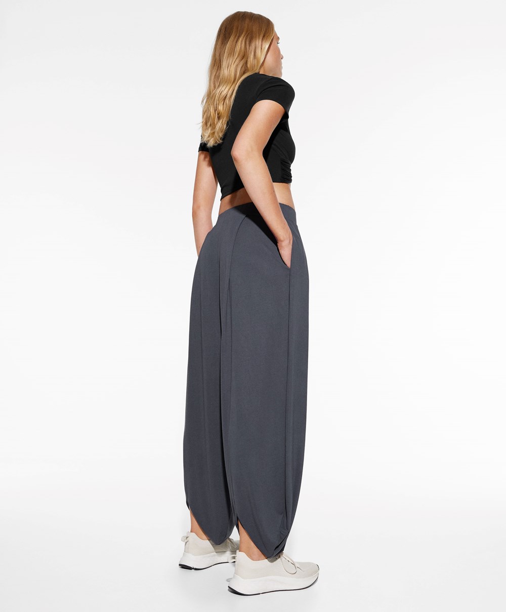 Oysho φαρδια-leg Draped Modal Trousers Anthracite | XIPRKQ-986