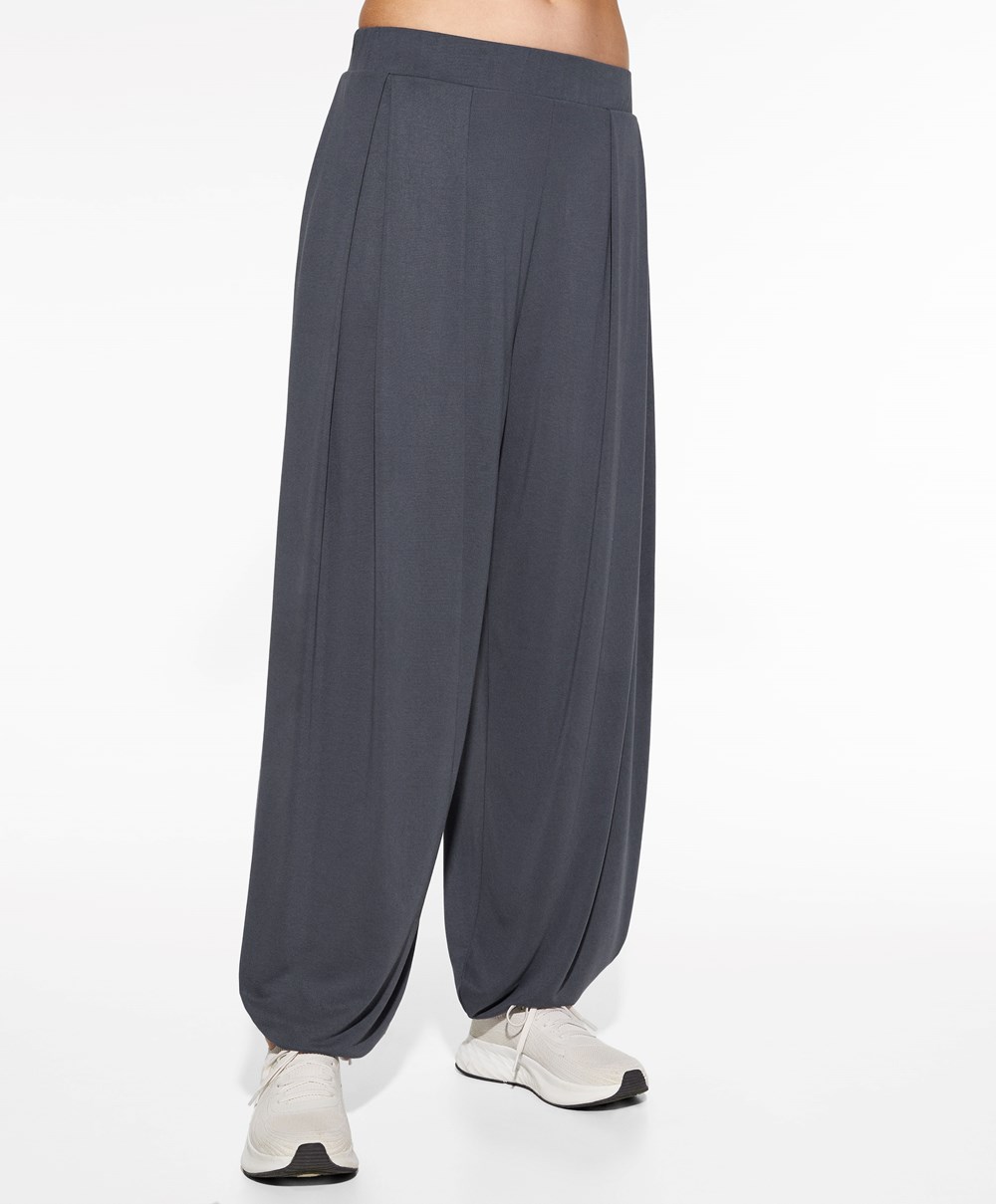 Oysho φαρδια-leg Draped Modal Trousers Anthracite | XIPRKQ-986