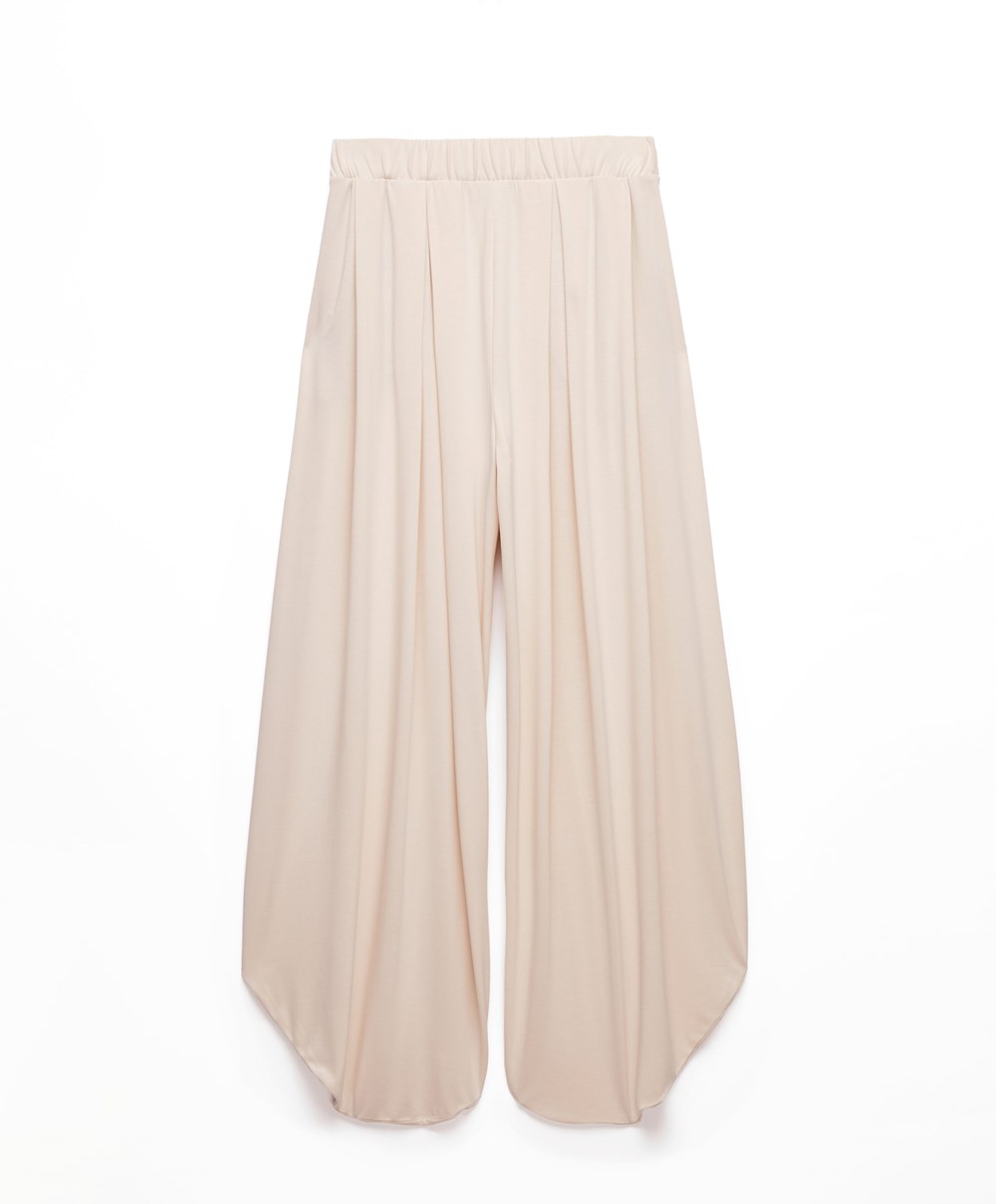 Oysho φαρδια-leg Draped Modal Trousers Stone | HXTIMA-461