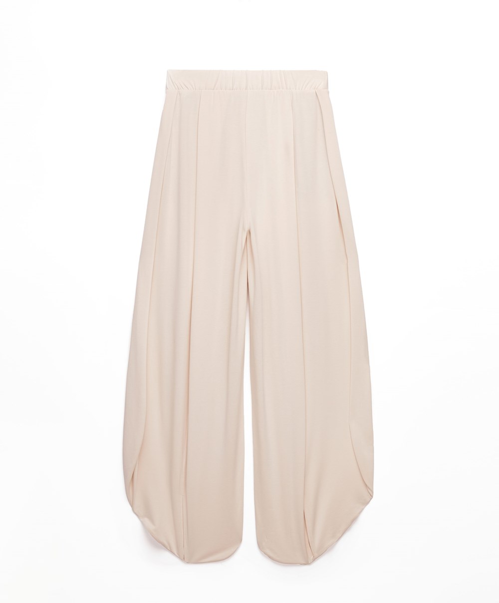 Oysho φαρδια-leg Draped Modal Trousers Stone | HXTIMA-461