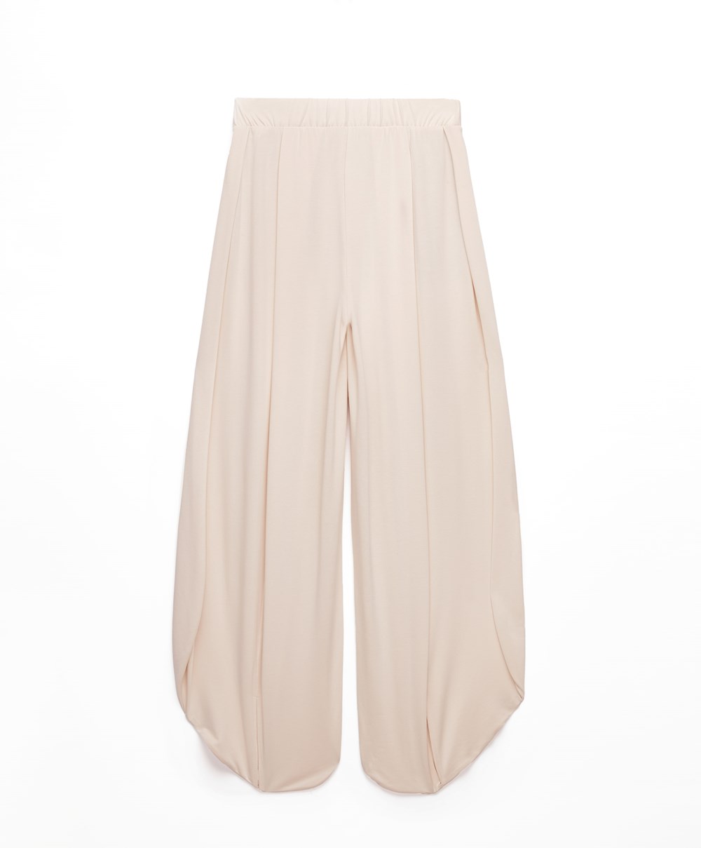 Oysho φαρδια-leg Draped Modal Trousers Stone | KCIAGL-157