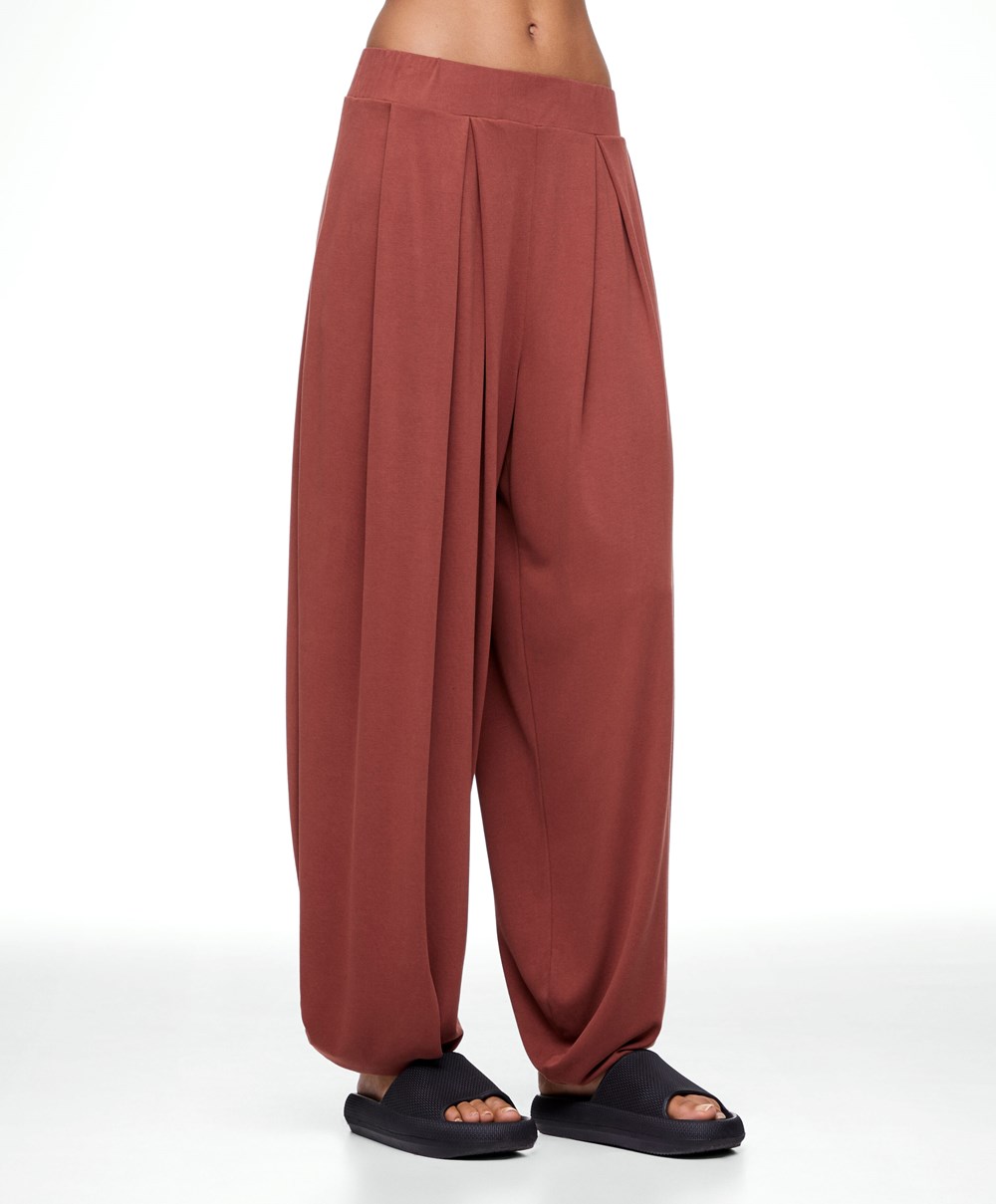 Oysho φαρδια-leg Draped Modal Trousers καφε | AYKIRJ-017