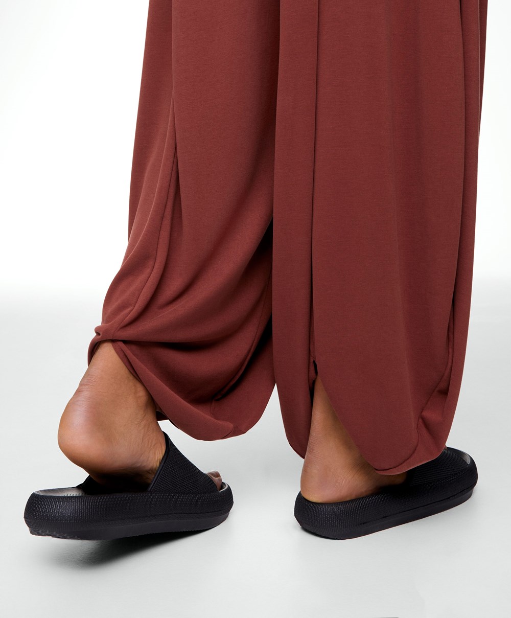 Oysho φαρδια-leg Draped Modal Trousers καφε | AYKIRJ-017