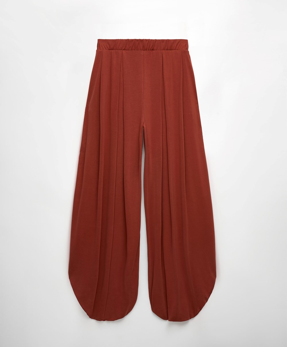 Oysho φαρδια-leg Draped Modal Trousers καφε | AYKIRJ-017