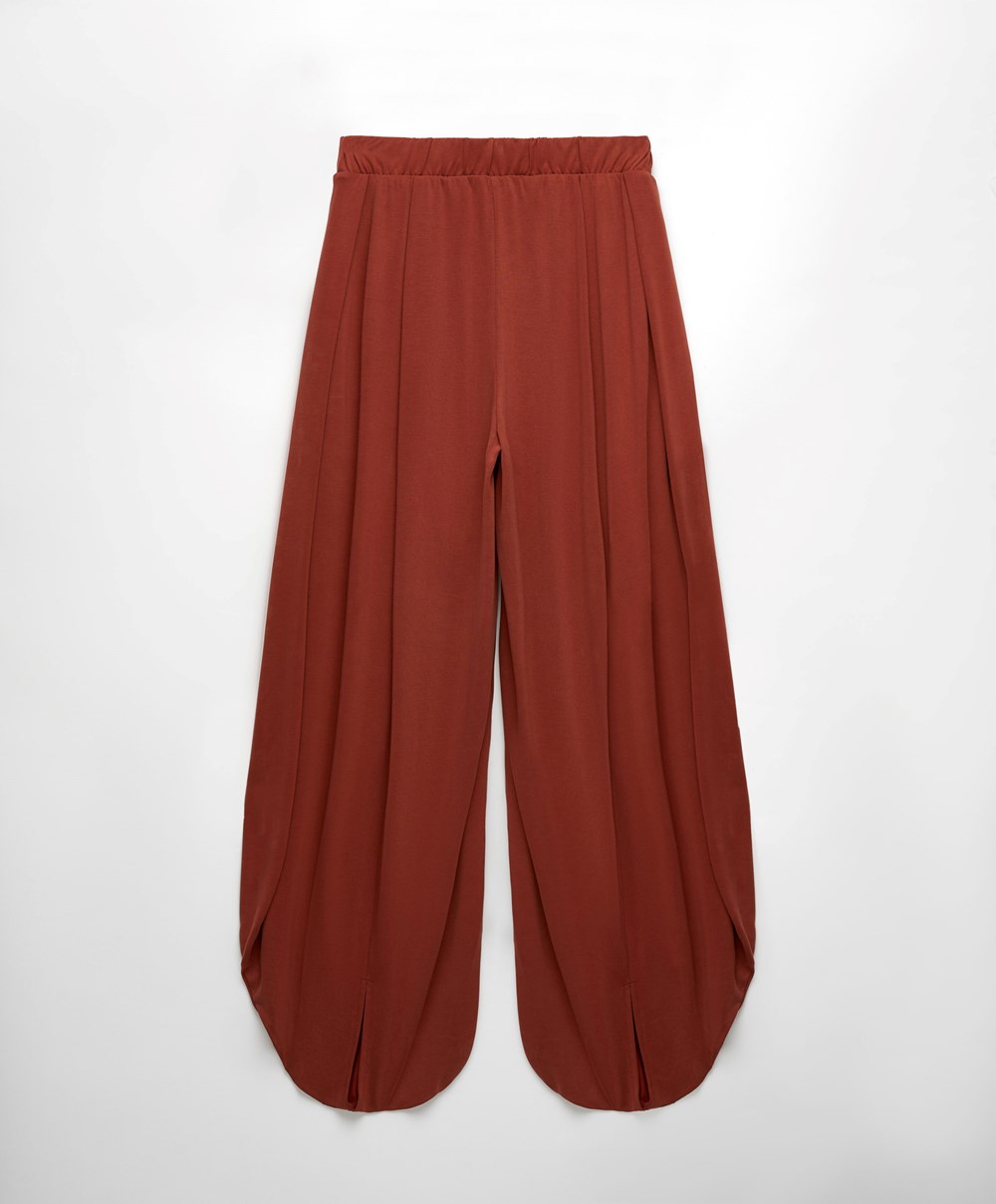 Oysho φαρδια-leg Draped Modal Trousers καφε | AYKIRJ-017