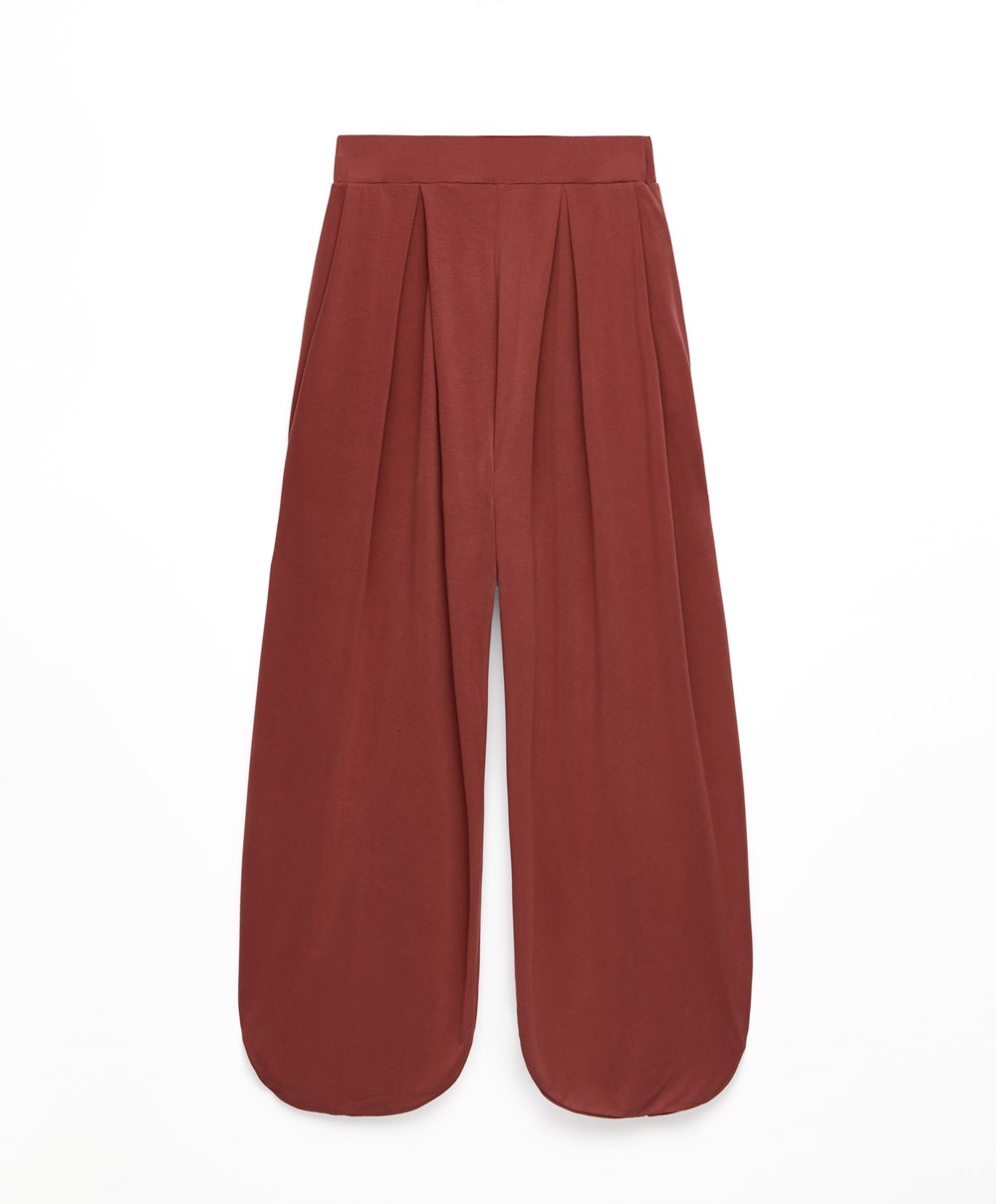 Oysho φαρδια-leg Draped Modal Trousers καφε | JPGQCH-572