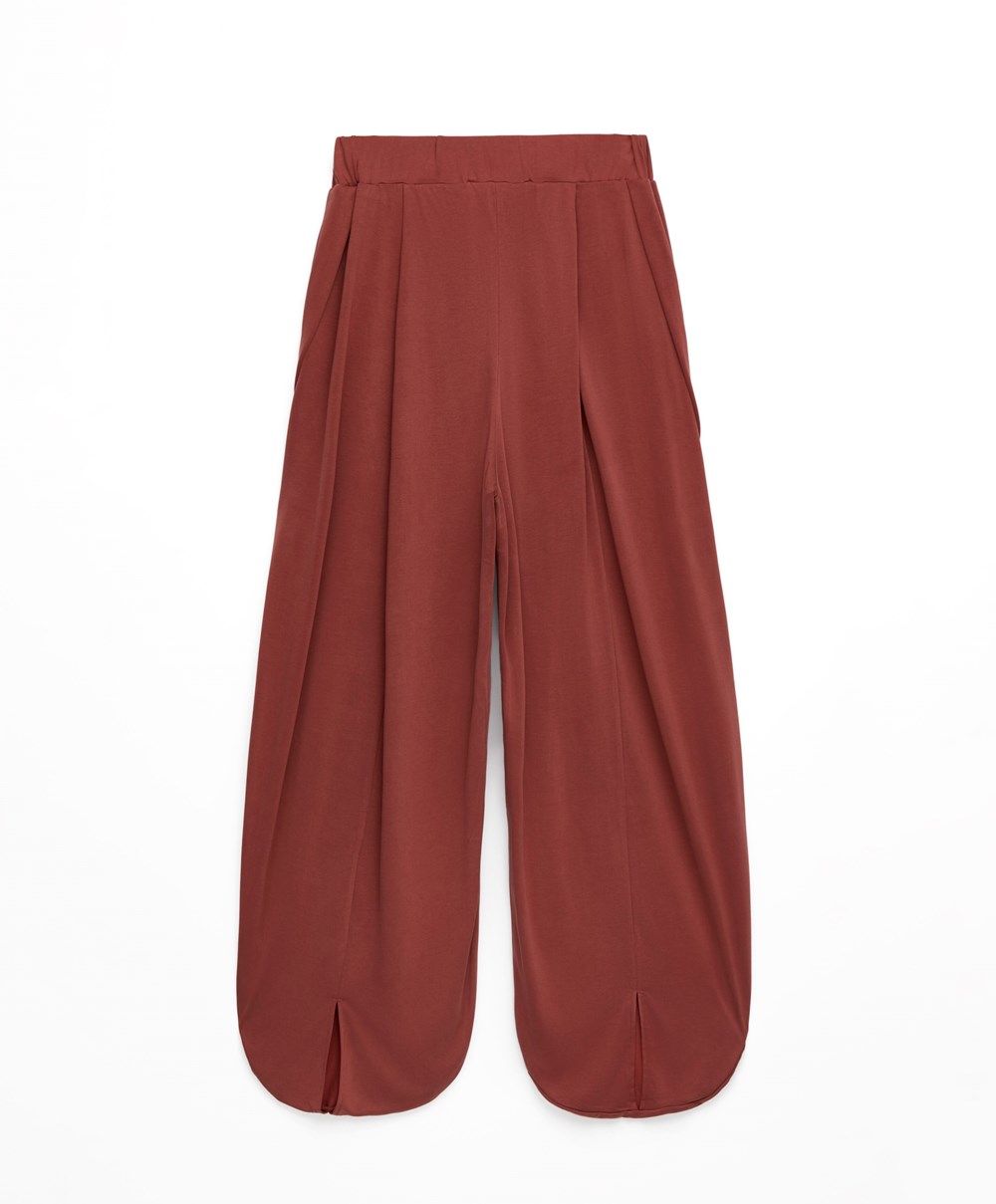 Oysho φαρδια-leg Draped Modal Trousers καφε | JPGQCH-572