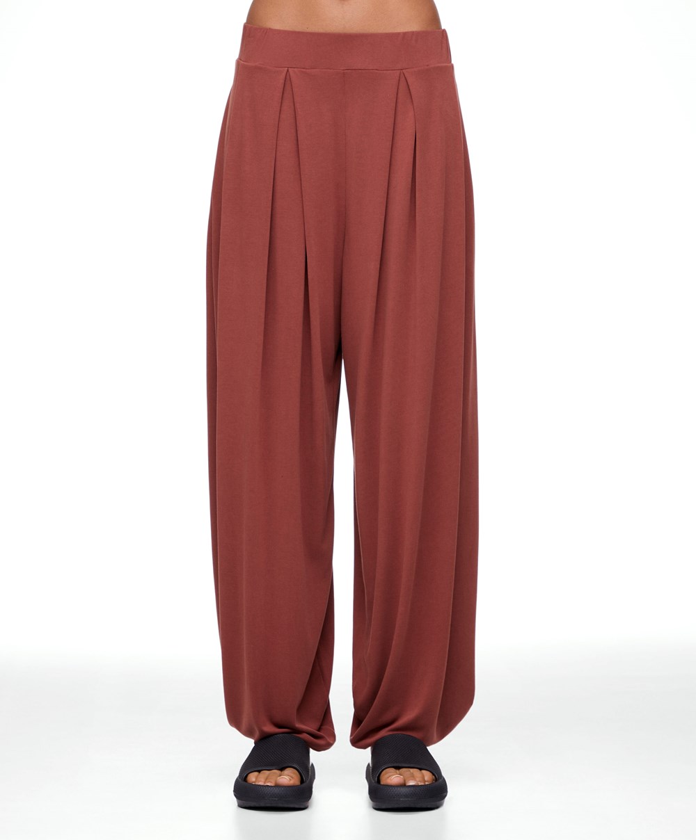 Oysho φαρδια-leg Draped Modal Trousers καφε | JPGQCH-572