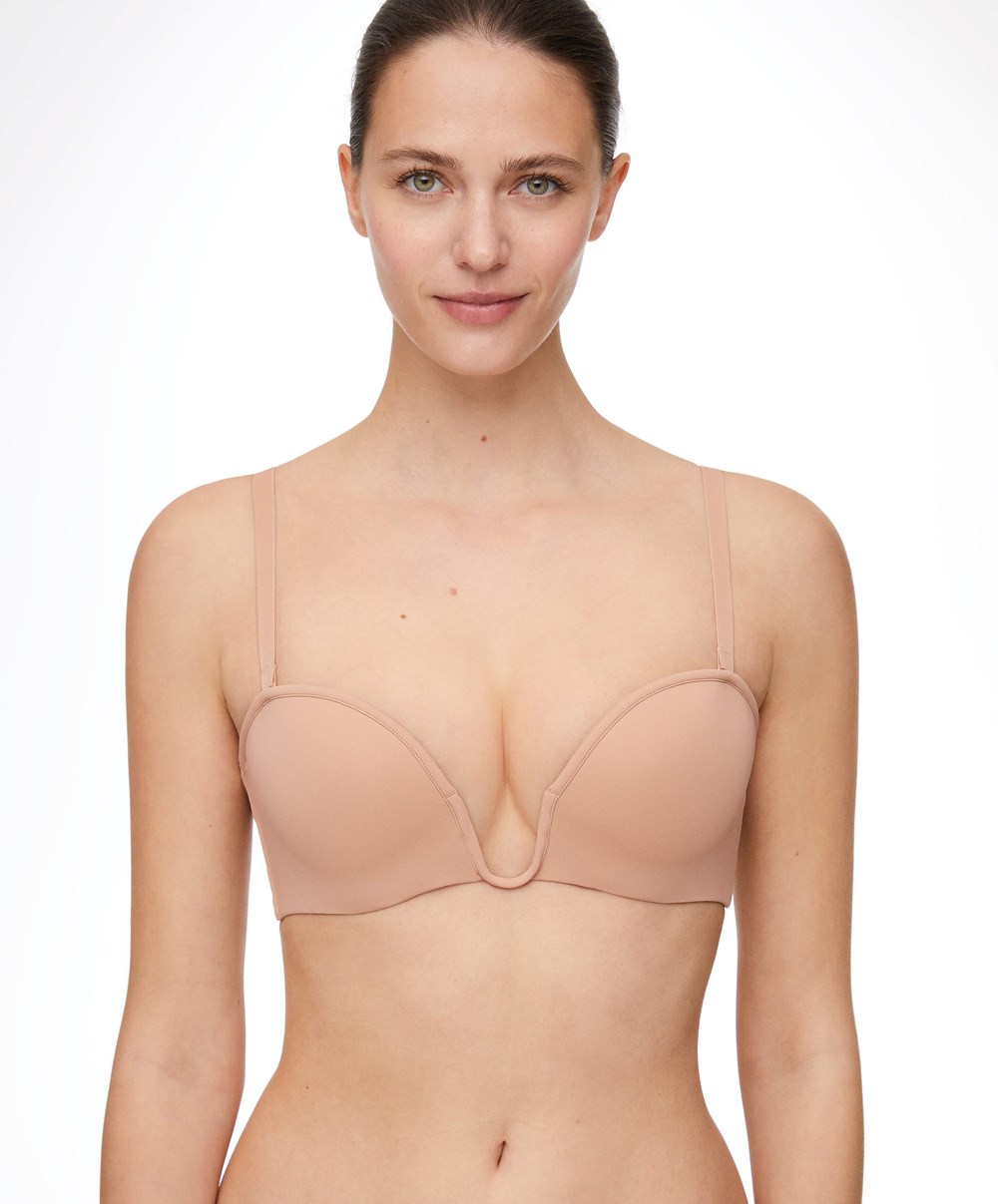 Oysho “u”-neck Removable Straps Bra Μπεζ | LJYMET-179