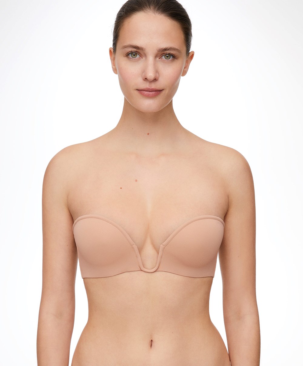 Oysho “u”-neck Removable Straps Bra Μπεζ | LJYMET-179