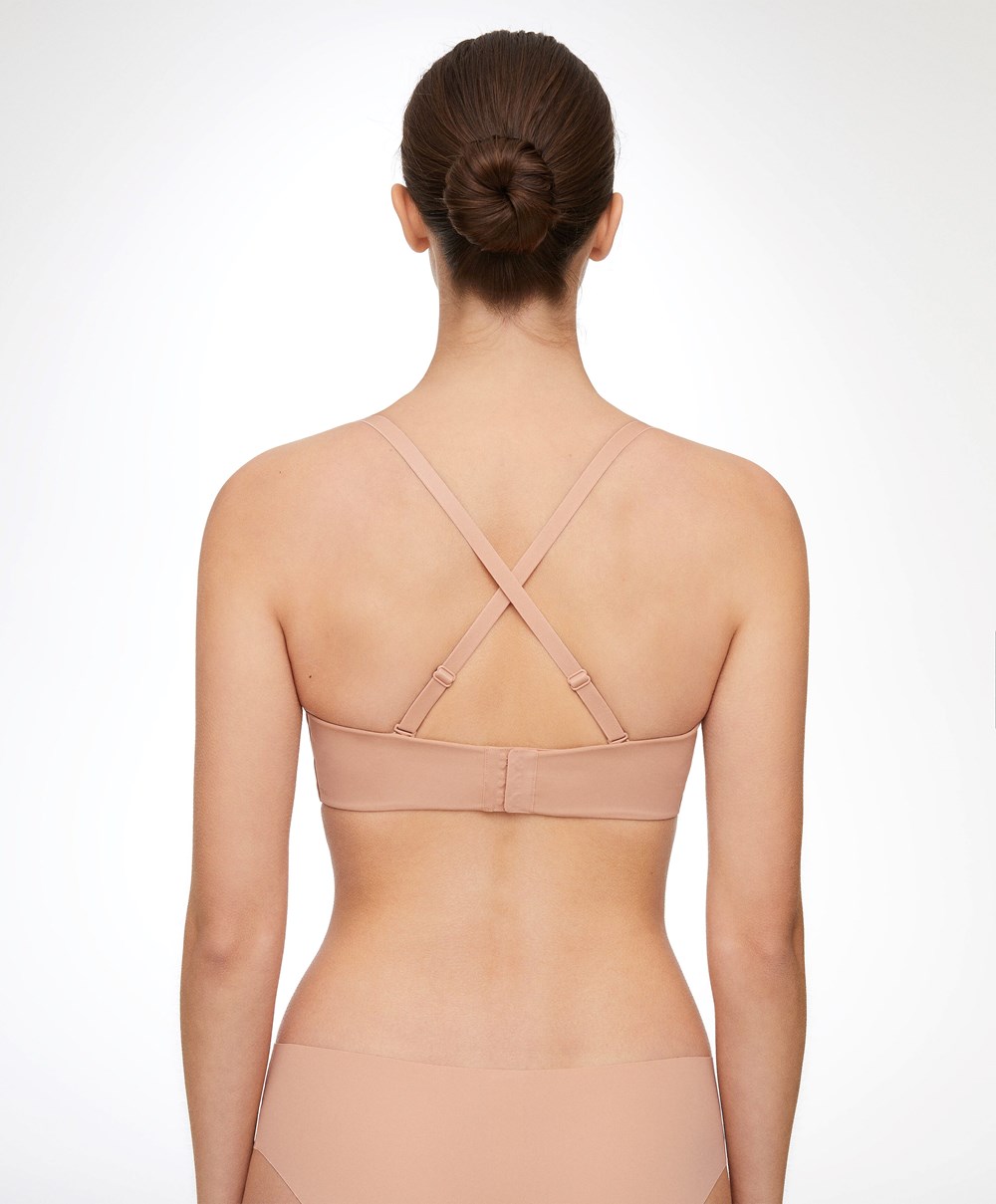 Oysho “u”-neck Removable Straps Bra Μπεζ | LJYMET-179