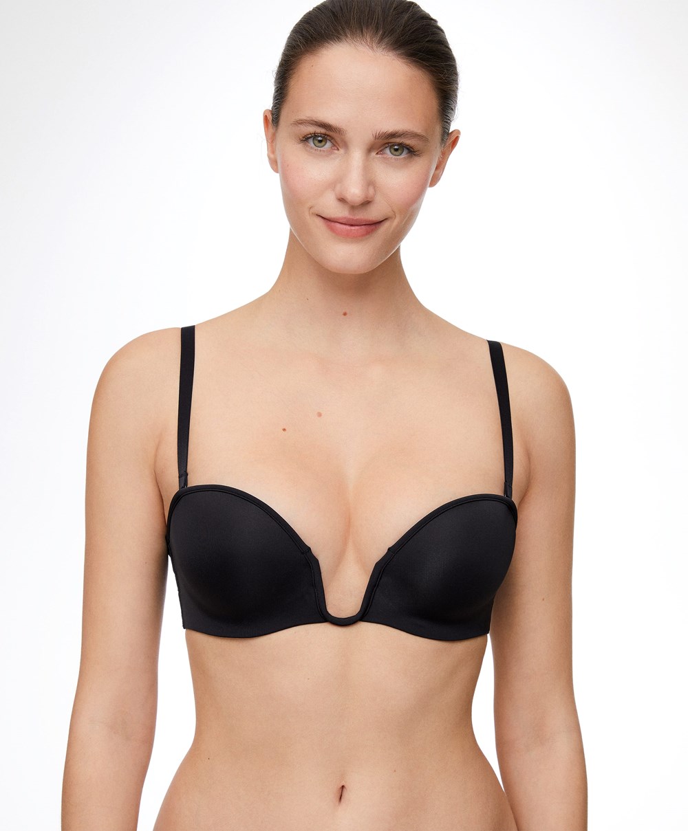 Oysho “u”-neck Removable Straps Bra μαυρα | EQBMLI-264