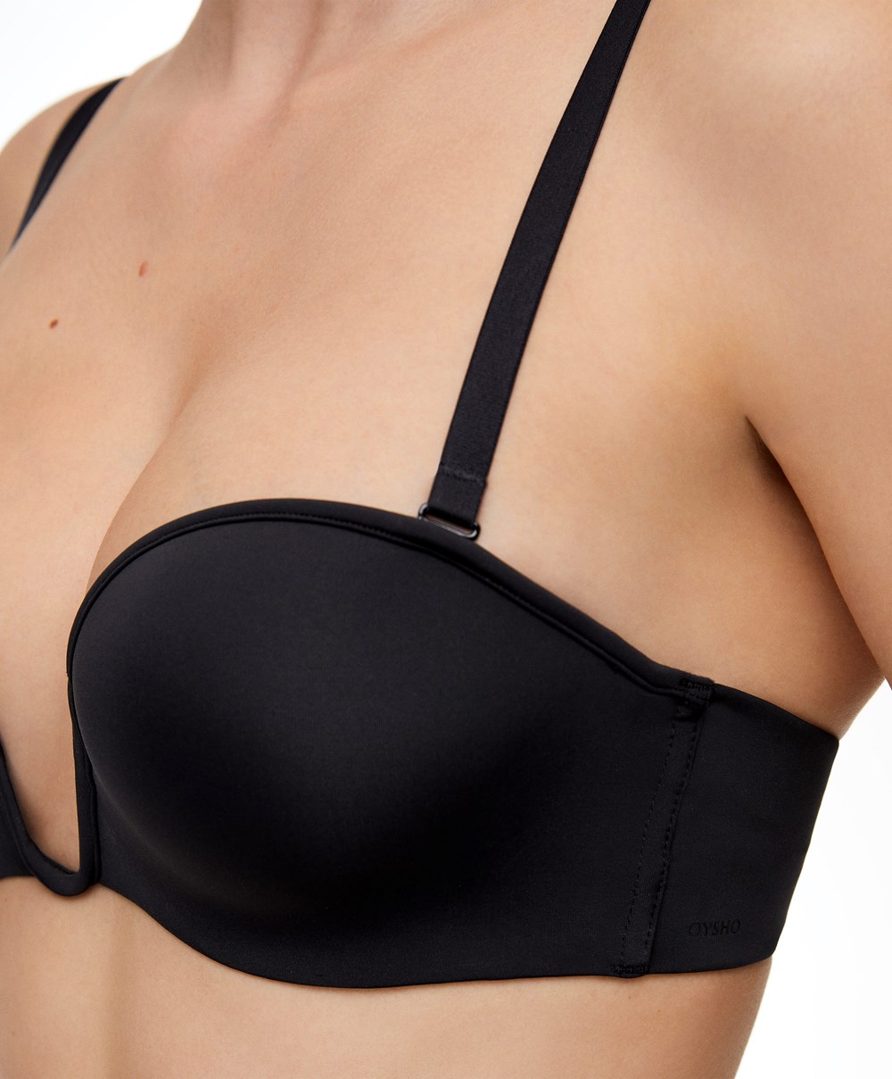 Oysho “u”-neck Removable Straps Bra μαυρα | EQBMLI-264