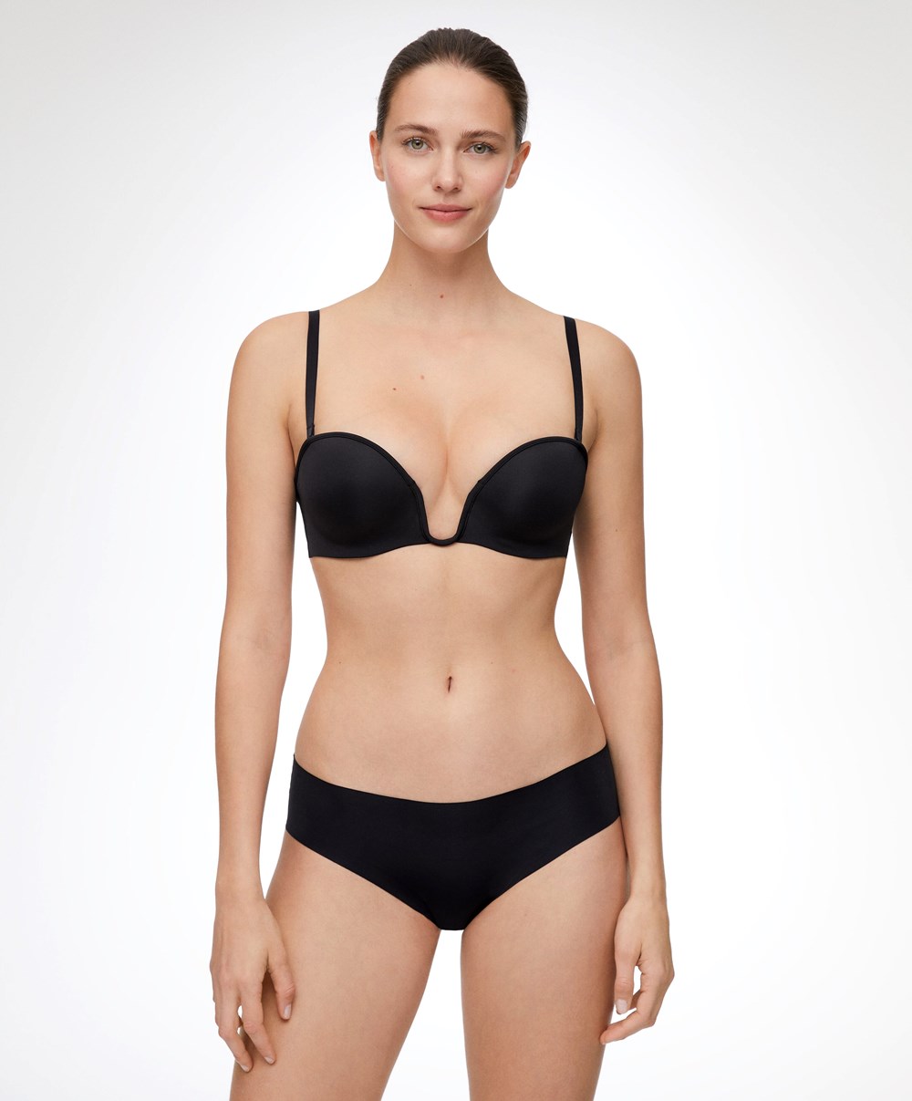 Oysho “u”-neck Removable Straps Bra μαυρα | EQBMLI-264