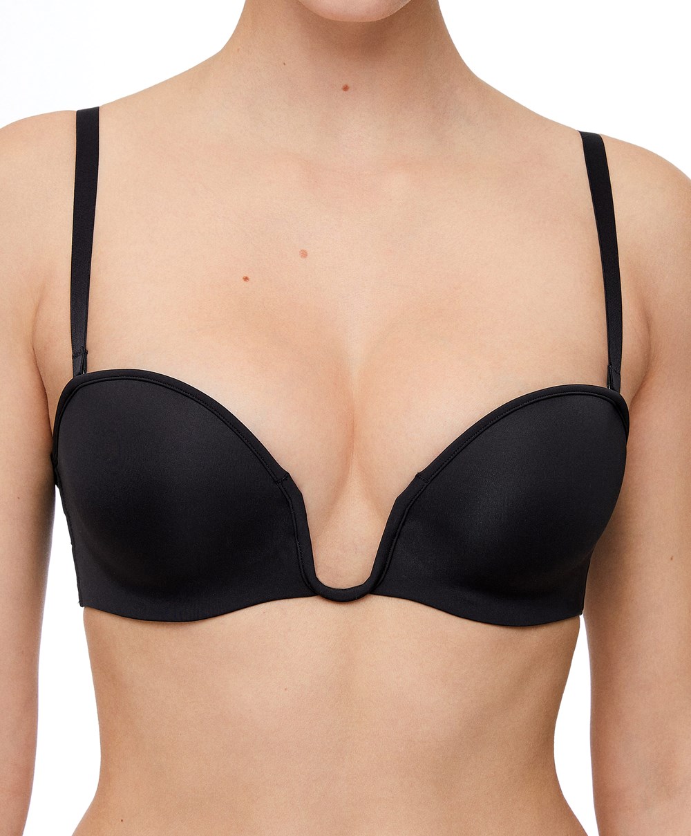 Oysho “u”-neck Removable Straps Bra μαυρα | EQBMLI-264