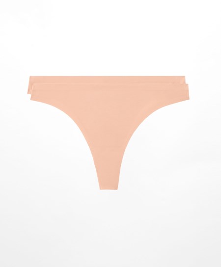 Oysho 2 Polyamide Active Thongs Μπεζ | BKPHOL-970