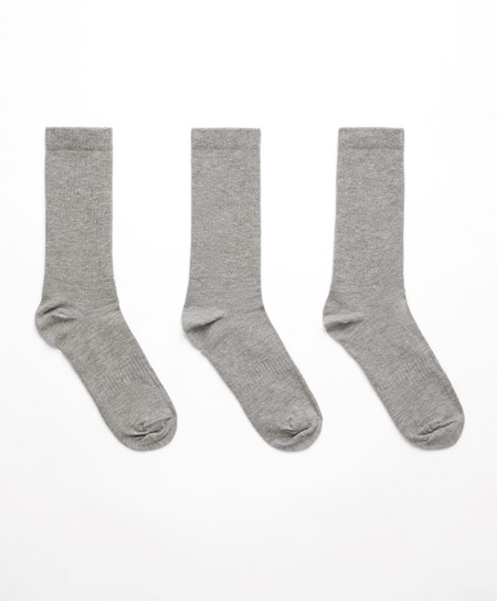 Oysho 3 Pairs Of Sports βαμβακερα κλασικα Socks γκρι | ZOADNF-412