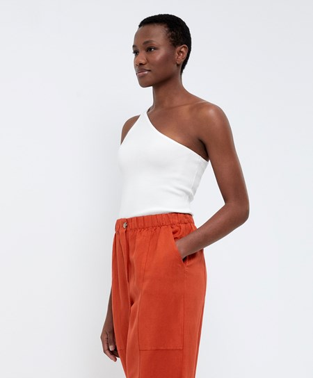 Oysho Asymmetric Knit Top ασπρα | FIBJAE-862