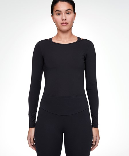 Oysho Back Detail Long-sleeved T-shirt μαυρα | MRXHYS-928