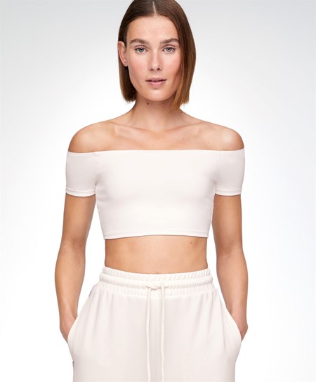 Oysho Comfortlux Off-the-shoulder Top With Cups Cream-white | TMUHCQ-208