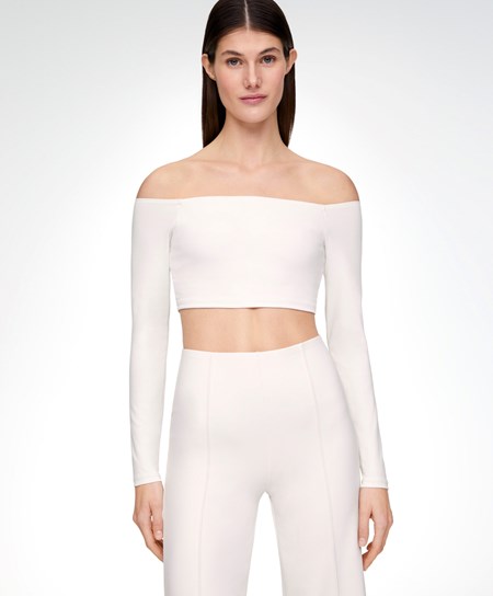 Oysho Comfortlux Off-the-shoulder Top With Cups Cream-white | TSDKLW-683