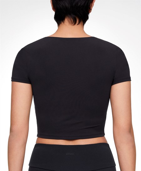 Oysho Comfortlux κοντο-sleeved T-shirt With Cups μαυρα | KJYIHZ-719